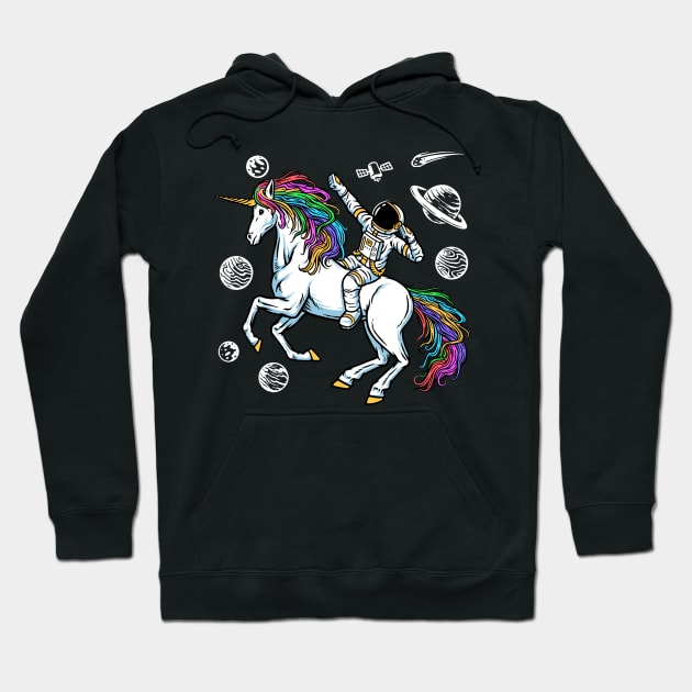 astronaut riding unicorn universe Hoodie by Mako Design 